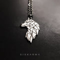 Geometric Wolf Laser Engraved Stainless Steel Men's Pendant | Six Karma | Wolf Pendant | Metal Fashion