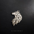 Geometric Wolf Laser Engraved Stainless Steel Men's Pendant | Six Karma | Wolf Pendant | Metal Fashion