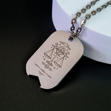 Libra Laser Engraved Stainless Steel Zodiac Men's Pendant