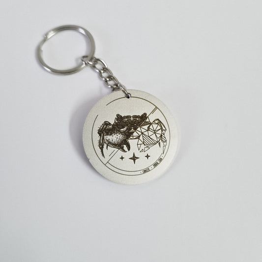 Cancer Laser Engraved Stainless Steel Zodiac Metal Keychain