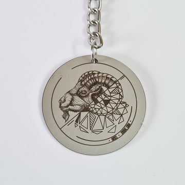 Aries Laser Engraved Stainless Steel Zodiac Metal Keychain