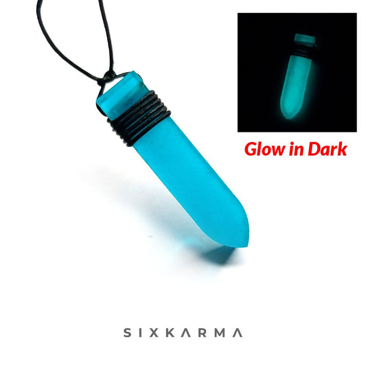 Glow in Dark Blue Bullet Resin Handcrafted Unisex Pendant | Six Karma | IndiaGlow in Dark Blue Bullet Resin Handcrafted Unisex Pendant | Six Karma | India | Fashion Pendant Store