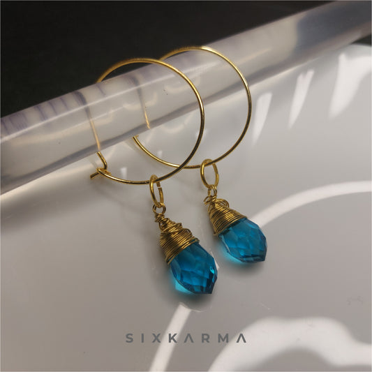 Karma Hoop Earrings - Blue Topaz