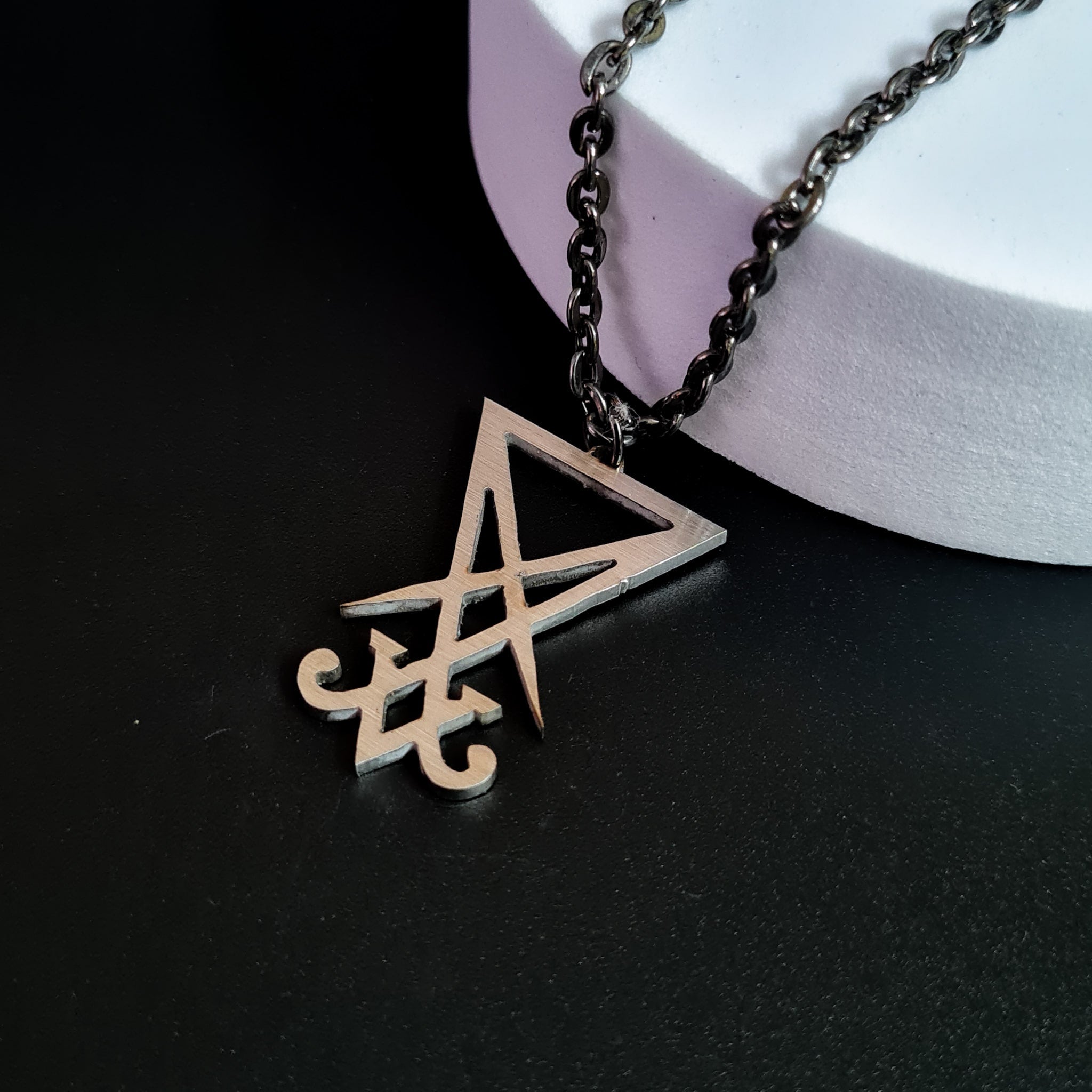 Lucifer Inspired Sigil Matte Finish Stainless Steel Men's Pendant