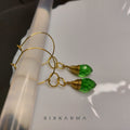 Green Drop Gold Wire Wrapped Minimal Earring | Six Karma | India