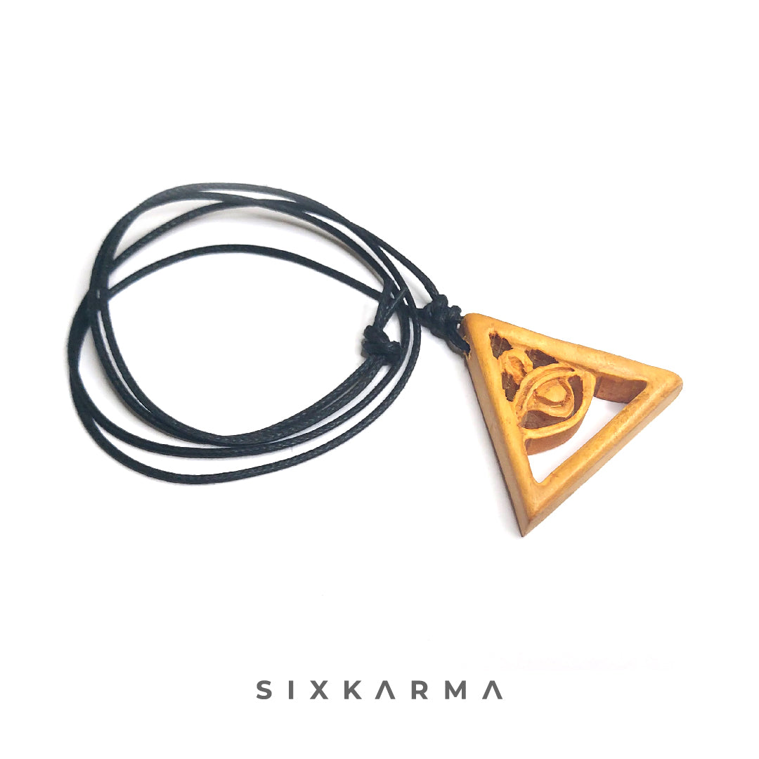 Eye of Horus Triangular Wooden Handmade Unisex Pendant | Six Karma | India