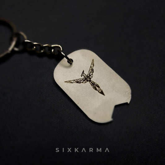 Geometrical Phoenix Laser Engraved Stainless Steel Spirit Animal Keychain | Six karma | India