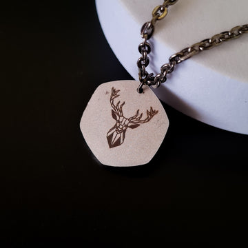 Geometrical Deer Laser Engraved Stainless Steel Women's Pendant