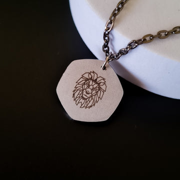 Geometrical Lion Laser Engraved Stainless Steel Women's Pendant