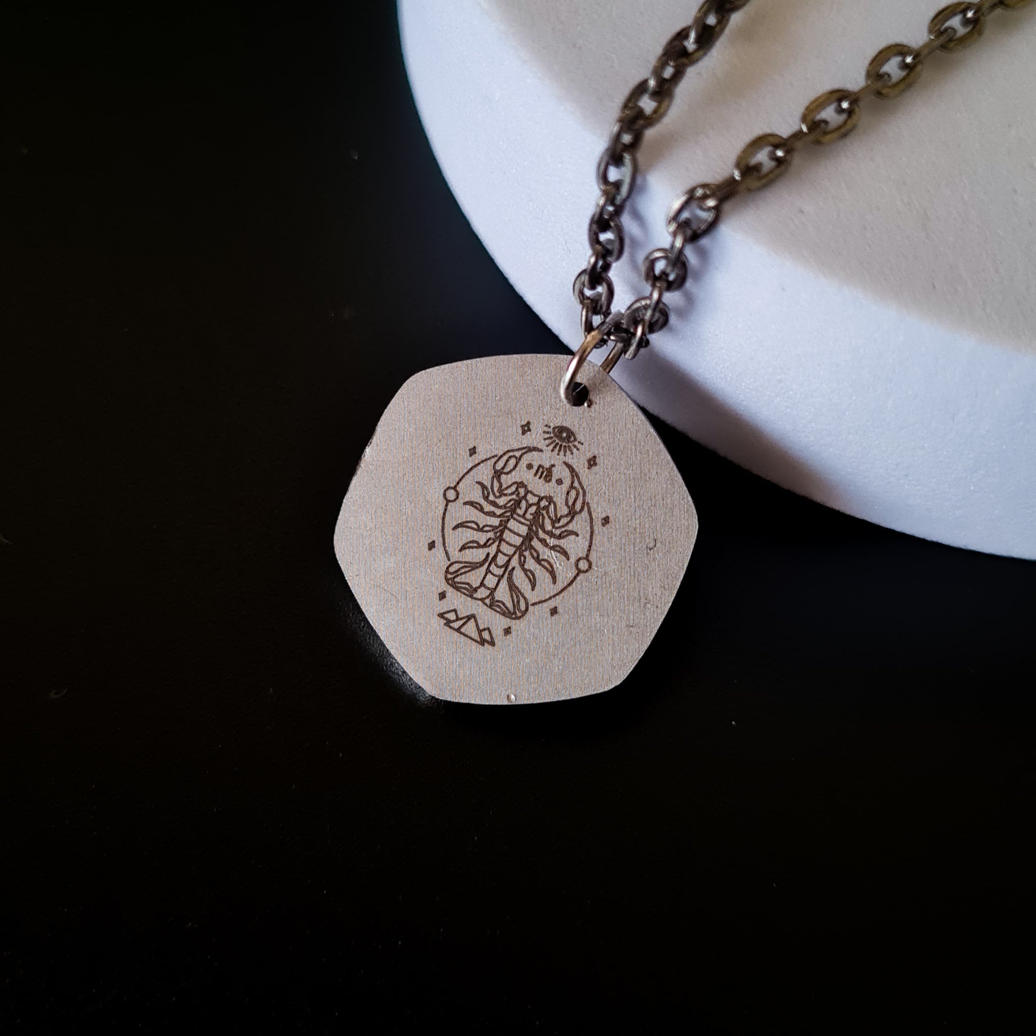 Scorpio Laser Engraved Stainless Steel Zodiac Women's Pendant